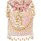 Handcrafted Blush Potli with Mirror Beads - Light Pink