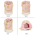 Handcrafted Blush Potli with Mirror Beads - Light Pink