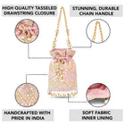 Handcrafted Blush Potli with Mirror Beads - Light Pink