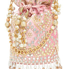 Handcrafted Blush Potli with Mirror Beads - Light Pink