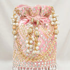 Handcrafted Blush Potli with Mirror Beads - Light Pink