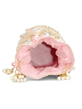 Handcrafted Blush Potli with Mirror Beads - Light Pink
