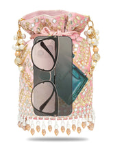 Handcrafted Blush Potli with Mirror Beads - Light Pink