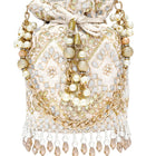 Handcrafted Blush Potli with Mirror Beads - Golden White