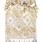 Handcrafted Blush Potli with Mirror Beads - Golden White