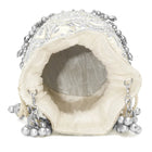 Handcrafted Blush Potli with Mirror Beads - Silver White