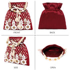 Floral Embroidered Pearl Potli Bag - Maroon