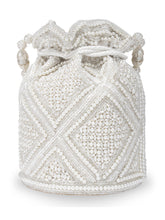 Lustrous Carry Pearl & Stones White Potli Bag