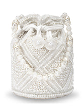 Lustrous Carry Pearl & Stones White Potli Bag