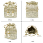 Peora Pearl Sequin Drawstring Potli Bag - Gold