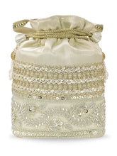 Peora Pearl Sequin Drawstring Potli Bag - Gold