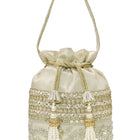 Peora Pearl Sequin Drawstring Potli Bag - Gold