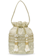 Peora Pearl Sequin Drawstring Potli Bag - Gold