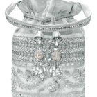 Peora Pearl Sequin Drawstring Potli Bag - Silver
