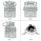 Peora Pearl Sequin Drawstring Potli Bag - Silver