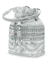 Peora Pearl Sequin Drawstring Potli Bag - Silver