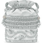 Peora Pearl Sequin Drawstring Potli Bag - Silver