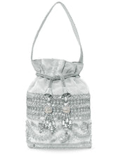 Peora Pearl Sequin Drawstring Potli Bag - Silver