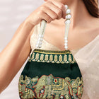 Timeless Zari Embroidery Potli Bag - Green
