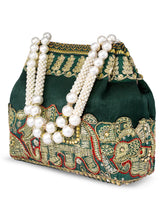 Timeless Zari Embroidery Potli Bag - Green