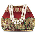 Timeless Zari Embroidery Potli Bag - Maroon