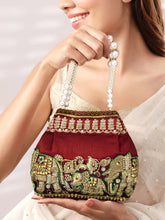 Timeless Zari Embroidery Potli Bag - Maroon