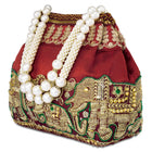 Timeless Zari Embroidery Potli Bag - Maroon