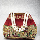 Timeless Zari Embroidery Potli Bag - Maroon