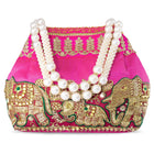 Timeless Zari Embroidery Potli Bag - Rani Pink