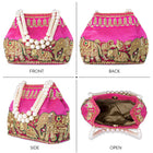 Timeless Zari Embroidery Potli Bag - Rani Pink
