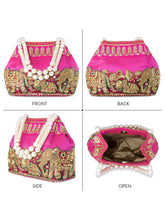 Timeless Zari Embroidery Potli Bag - Rani Pink