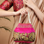Timeless Zari Embroidery Potli Bag - Rani Pink