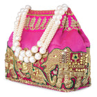 Timeless Zari Embroidery Potli Bag - Rani Pink