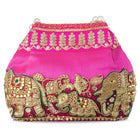 Timeless Zari Embroidery Potli Bag - Rani Pink