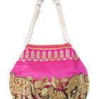 Timeless Zari Embroidery Potli Bag - Rani Pink