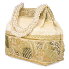 Timeless Zari Embroidery Potli Bag - Cream