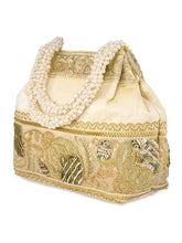Timeless Zari Embroidery Potli Bag - Cream
