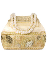 Timeless Zari Embroidery Potli Bag - Cream