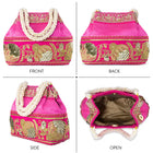 Timeless Zari Embroidery Potli Bag - Rani Pink