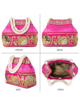Timeless Zari Embroidery Potli Bag - Rani Pink