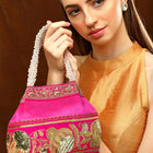 Timeless Zari Embroidery Potli Bag - Rani Pink
