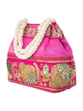 Timeless Zari Embroidery Potli Bag - Rani Pink