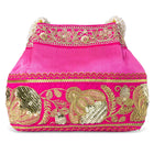 Timeless Zari Embroidery Potli Bag - Rani Pink