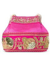 Timeless Zari Embroidery Potli Bag - Rani Pink