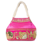 Timeless Zari Embroidery Potli Bag - Rani Pink