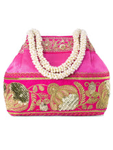 Timeless Zari Embroidery Potli Bag - Rani Pink