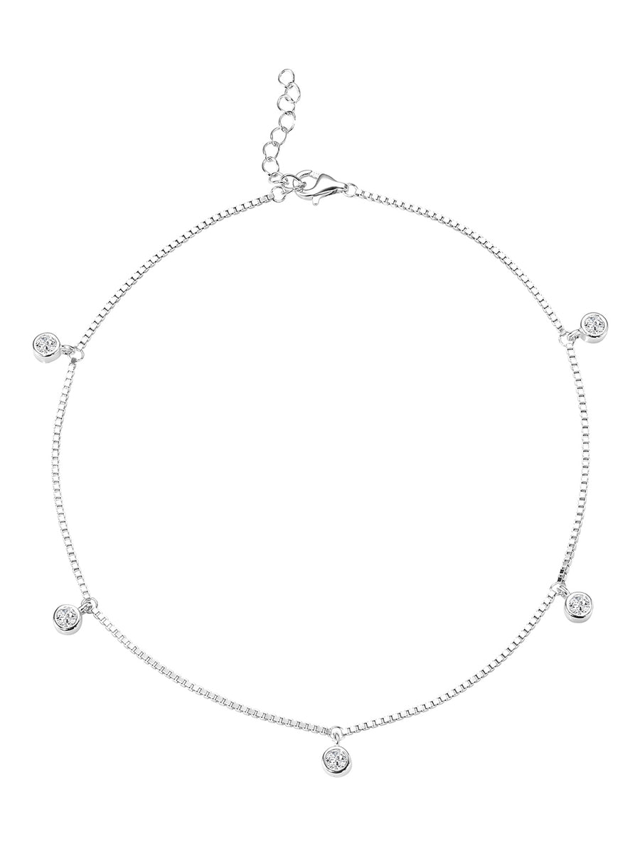 Minimalist Adjustable CZ Sterling Anklet