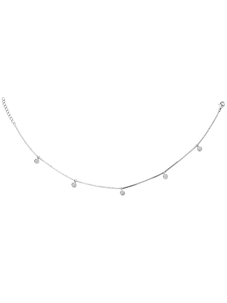 Minimalist Adjustable CZ Sterling Anklet