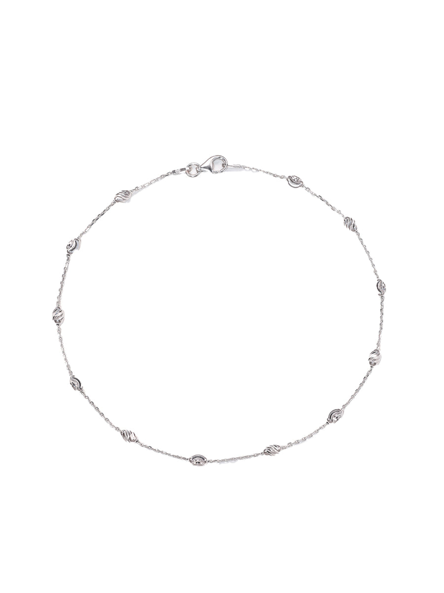 Peora Station White Stone Necklace - Silver