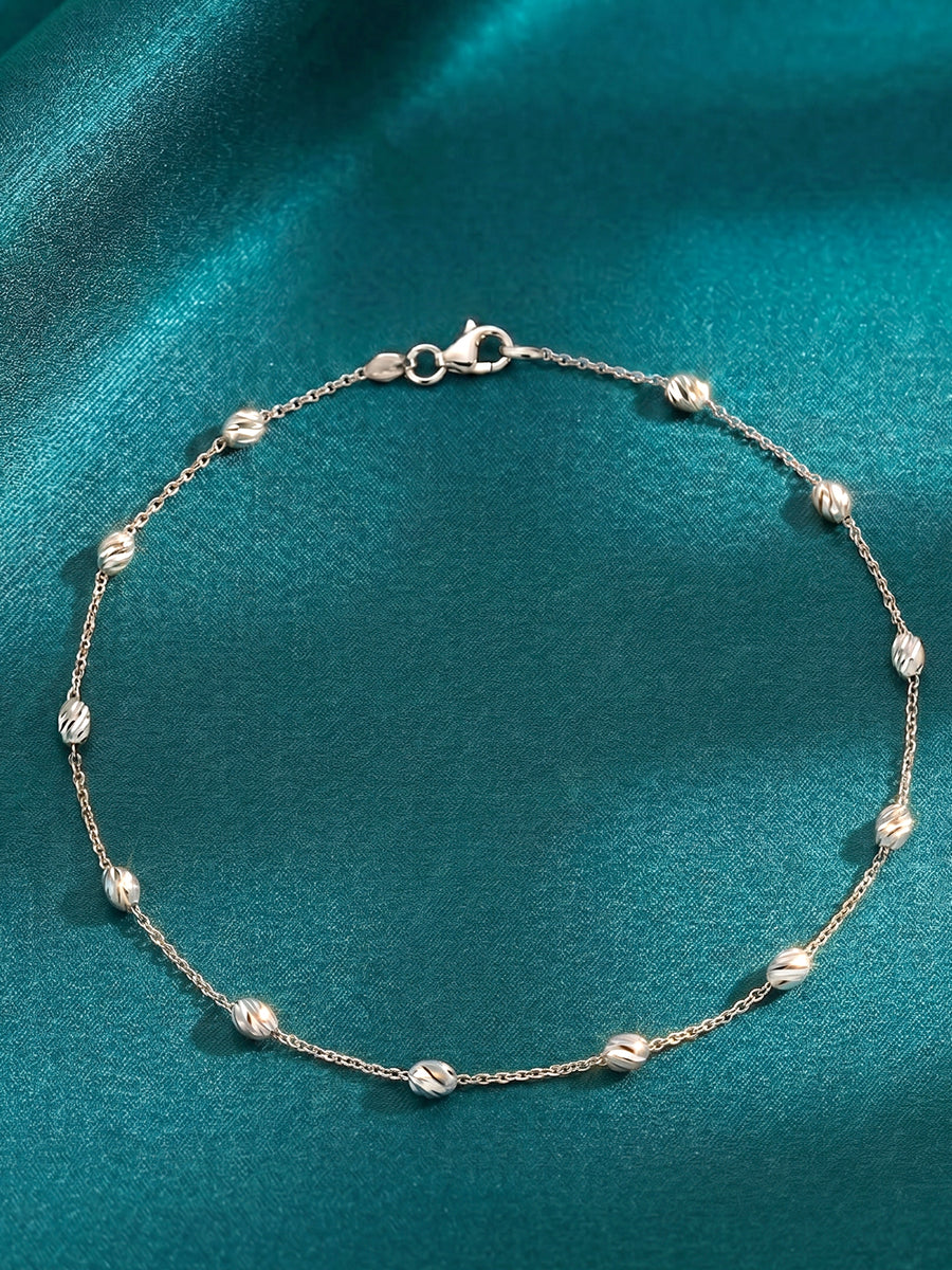 Peora Station White Stone Necklace - Silver